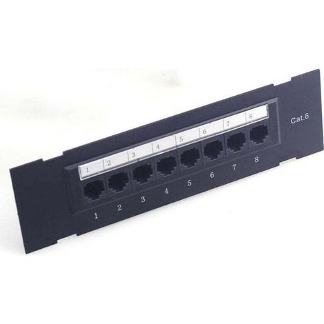 Panneau de brassage CAT6 8 ports non blindé, câblage T568A/B, support mural pour câbles RJ45 Ortviai (1/3)