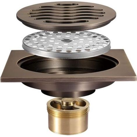 BARKBUSTERS Vtizikl Drain de Douche 100x100mm Siphon de Sol Carré Laiton Caniveau de Douche Anti-Odeur Drain de Plancher pour Salle de Bain (1/5)
