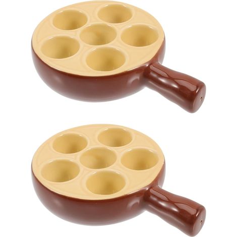 Lot de 2 Plaques à escargots Céramique 6 trous Fond antidérapant Poignées lisses Cuisine française (1/5)