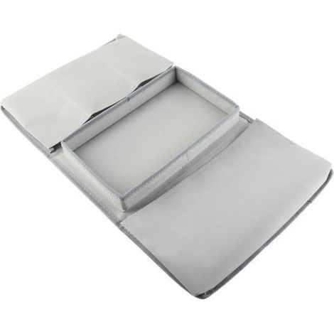 Organizer per bracciolo in tessuto Oxford grigio con molteplici tasche per telecomando, libri e cellulare – vano portaoggetti (1/4)