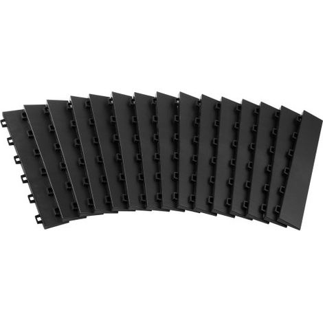 Kit de Borde de Transición para Piso de Garaje, 15 uds, Alta Resistencia, PP, Antideslizantes, Compatibles con Tapetes de Garaje de 6 Candados Mejorados, Negro, 305 x 60 x 12,1 mm (1/5)