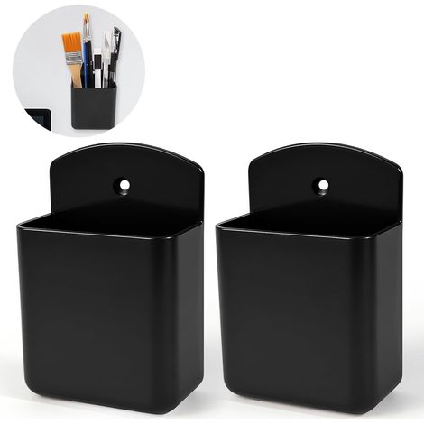 Supports muraux pour télécommande, lot de 2, noirs, autocollants, rangement pratique pour télécommandes de télévision et de climatisation, installation sans perçage (1/5)