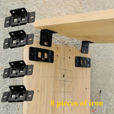 8 pièces : Ensemble de inserts à double fonction pour boucles de fixation métalliques  Connecteurs d'angle L à 90° pour meubles stratifiés, accessoire de décoration intérieure avec renfort épaissi, fa (1/5)