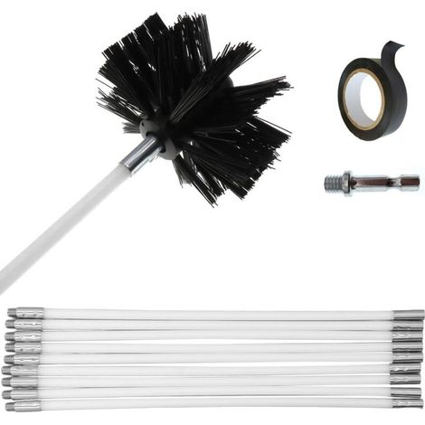 Brosse de ramonage,12 brosses de nettoyage pour paroi interne de conduits de cheminée,pour conduits de sécheuse,tige de 16 pouces (1/5)