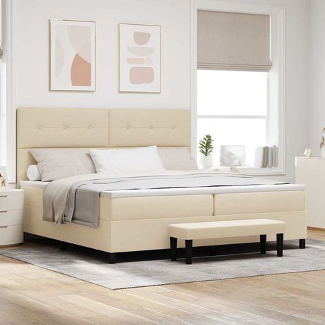 Boxspringbett mit Kopfteil Creme 200 x 200 cm Stoff (1/5)
