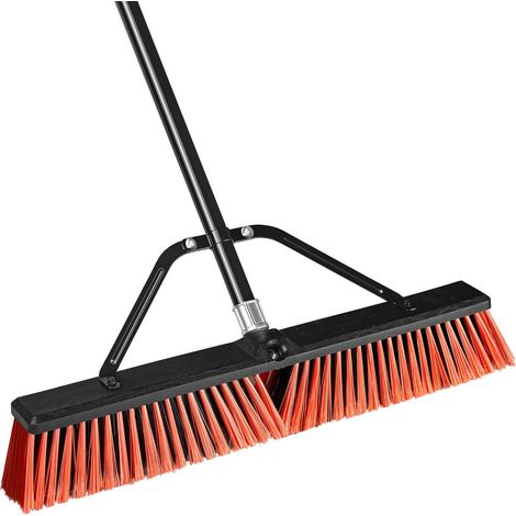 60 cm Balai Brosse Exterieur avec Manche Long 160 cm, Brosse Industrielle à Poils Durs pour Garage Entrepôt Atelier Jardin Terrasse Cour Rue Allée Pelouse (Rouge) (1/5)