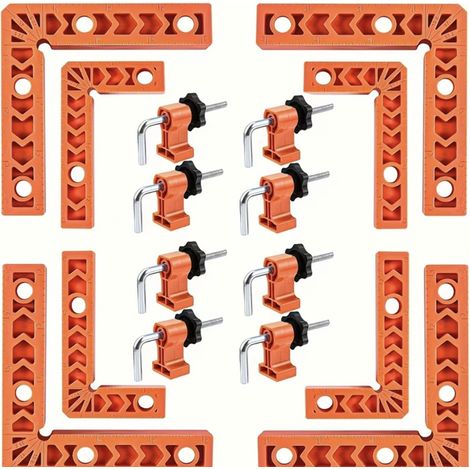 Sollbry Lot De 4 Pinces D'angle À 90 Degrés, Tendeur D'angle, Dispositif De Cale À Angle Droit, Outil D'espacement De Cadre À 90 Degrés, Couleur : Orange (1/5)
