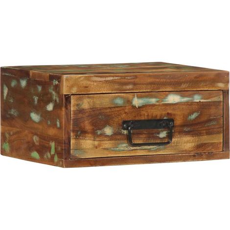 Tables de chevet murales 2 pcs Cabinet de chevet Table de nuit bois massif de récupération (1/5)