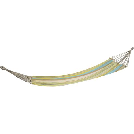 Hamaca tela rayas amarillas con bolsa cm200x100