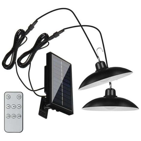 Lampe Solaire Exterieur Detecteur Mouvement Telecommande Panneau Reglable 360 Double Tete Cable 3m IP65 Jardin Balcon Garage Camping