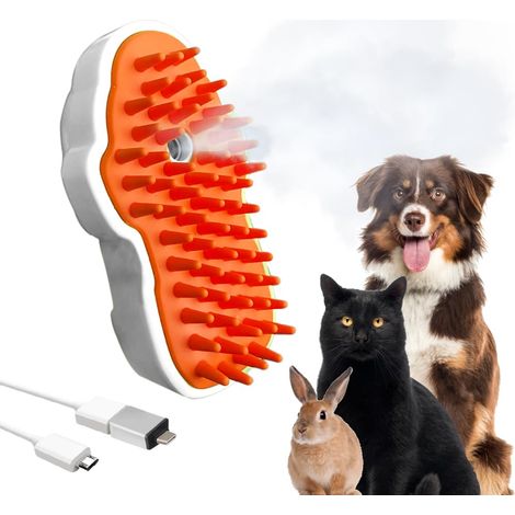 Brosse vapeur 3 en 1 pour chat, brosse de toilettage pour chien, brosse multifonctionnelle rechargeable en silicone pour chat (1/5)