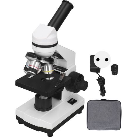 Microscope biologique monoculaire 40X‑640X pour laboratoire éducatif, prise EU AC100‑240V, grossissement variable (1/5)