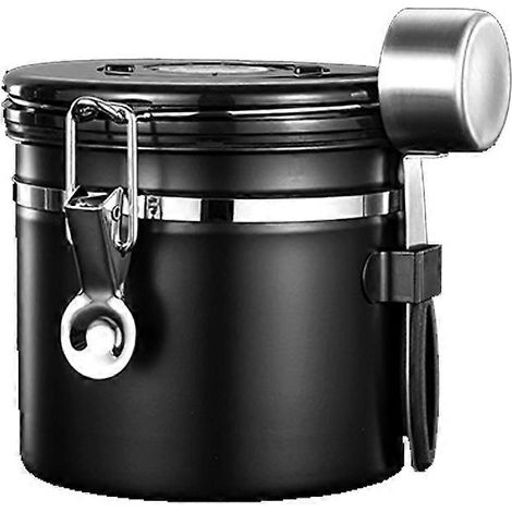 Boîte hermétique en acier inoxydable 304 avec fenêtre transparente, indicateur de date et dosette, idéale pour le café en grains ou moulu, le thé et le sucre. (1/4)