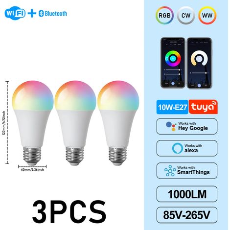 (3 unités, AC85-265V) Douille E27 Graffiti, ampoule LED intelligente WiFi à intensité variable, contrôle par application (1/5)