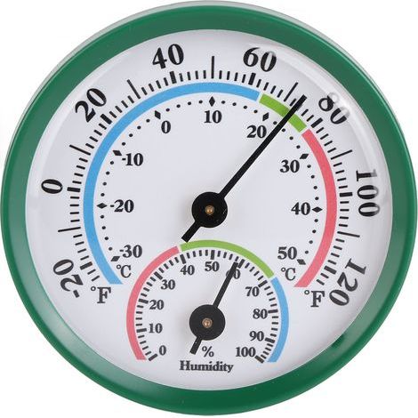 Mini Pointer Type Thermometer Hygrometer Indoor Temperature Humidity Meter Monitor Gauge TH103B Green Casing Face (1/5)