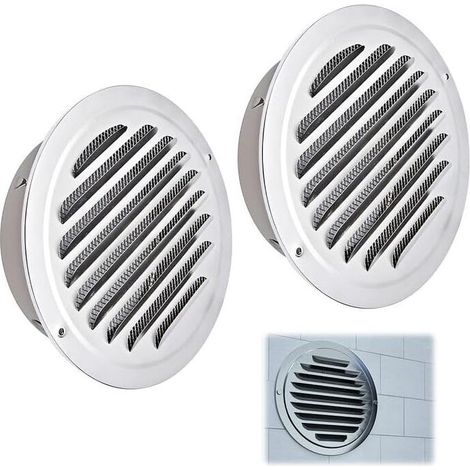 2 Pièces Grille Aération Ronde, 100mm Grille d'aération en Acier Inoxydable, Grille de Ventilation avec Filet Anti-insectes, Grille Ventilation Exterieur, pour Garage, Cuisine, Salle de Bain, Mur (1/5)