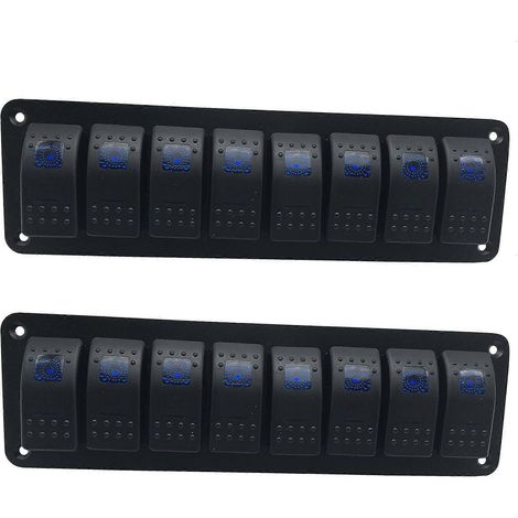 panneaux de disjoncteurs étanches à 8 interrupteurs à bascule avec 2 voyants LED, 12 V, pour bateaux et applications marines. (1/5)