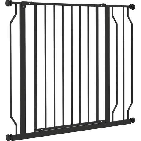 Cancello di sicurezza per animali scala 75-95 x 76 cm doppia chiusura apertura a doppio senso moderno in acciaio nero 210007422