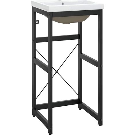 Telaio per Lavabo da Bagno Mobile da Bagno con Lavabo Integrato Nero in Ferro (1/5)
