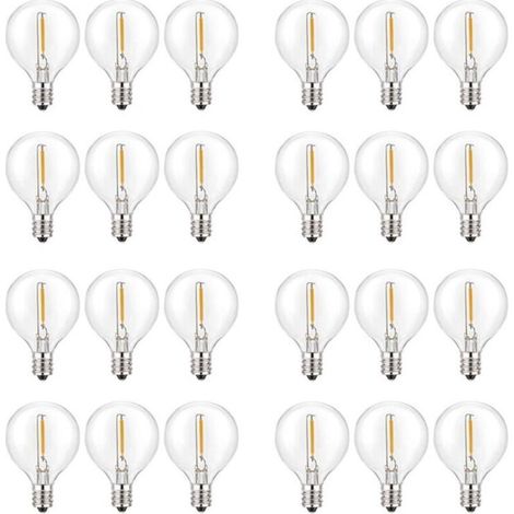 Lot de 24 Ampoules LED G40 E12 Blanc Chaud Incassables pour Guirlandes Solaires (1/4)