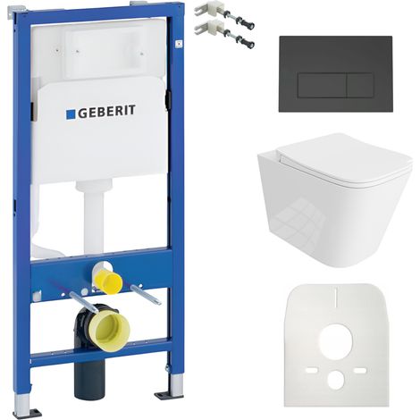 GEBERIT WC Set mit Vorwandelement, Wand-WC und Spülknopf (1/5)