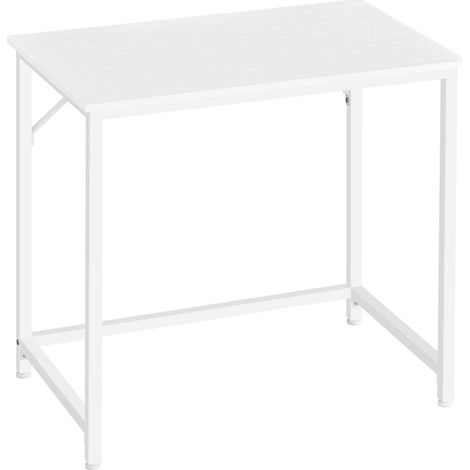 Bureau table poste de travail 50 x 80 x 76 cm pour bureau salon chambre assemblage simple métal style industriel blanc (1/5)