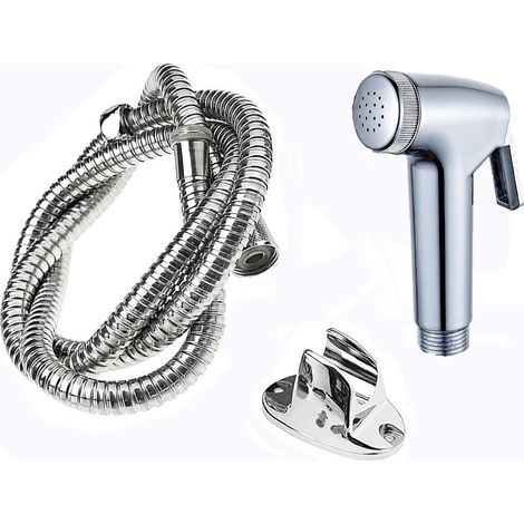 Kit de douche bidet portable avec tuyau et support- pistolet de pulvérisation multifonctionnel pour le nettoyage de la salle de bain et l'hygiène personnelle (argent) (1/4)