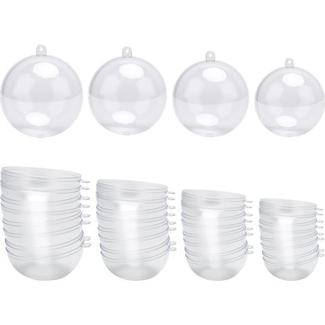 Lot de 20 Boules en Acrylique incassables en Plastique Transparent À Suspendre et à enlever Idéales pour remplir des décorations de Noël et des Gadgets (3, 4, 5, 6 cm) (1/5)