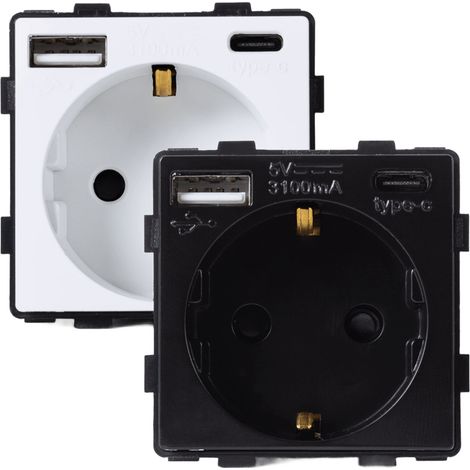Schuko-Anschluss mit USB Typ-F Modern Weiß (1/3)