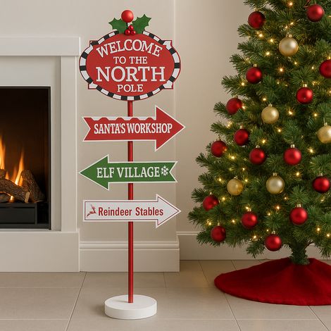 Cartello decorativo di natale con indicazioni,  decorazione natalizia h 78.5 cm (1/4)