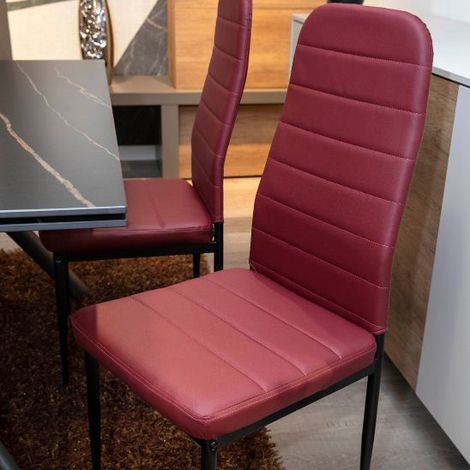 Sedie cucina e living Eleonora bordeaux in similpelle  4 sedie
