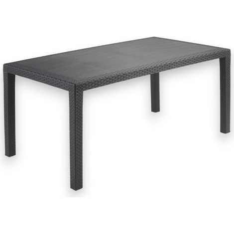 Tavolo rettangolare da esterno 138x78xH72 in resina effetto rattan antracite (1/5)