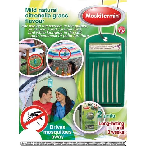 [JAMAIS UTILISE] OUTLET Répulsif anti-moustiques Moskitermin au doux parfum de citronnelle, pour l'extérieur, longue durée de vie.