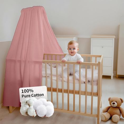 Housse de couette pour bébé - Fabriquée à la main en mousseline 100 % coton - Décoration de lit à la maison (sans barrière de lit) - Convient pour garçons et filles (140 x 270 cm, vieux rose (1/5)