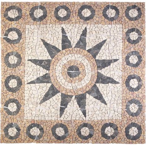 Mosaikfliesen Blütenmuster Mehrfarbig 120 x 120 cm Marmor vidaXL