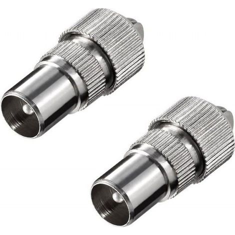Connecteur Coaxial F - Mâle - Pour Câble RF TV Antenne - Lot de 2 - Métal (1/2)