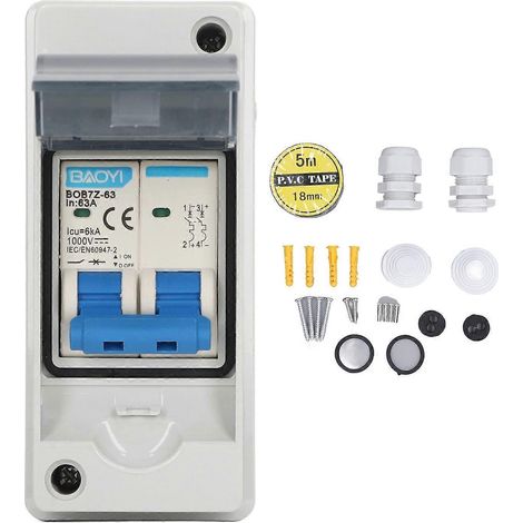 PV-Solar-Trennschalter mit Überspannungsschutz, IP65 wasserdichter Miniatur-Leistungsschalter, 63 A, 1000 V