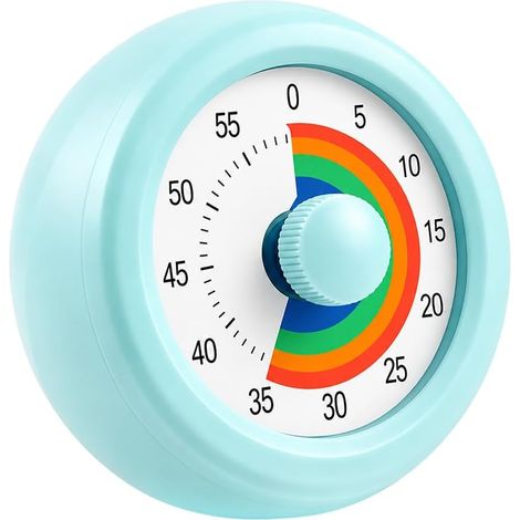 60 Minuten stiller visueller Timer, Regenbogenscheiben-Countdown, 60-Minuten-Aufgabenerinnerung, geeignet für Zuhause, Küche, Kinderbüro, Bürobesprechungen usw. (blau) (1/5)