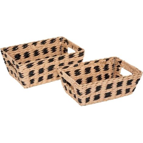 Lot de 2 Paniers Déco "Terre Inconnue" 22cm Beige (1/3)