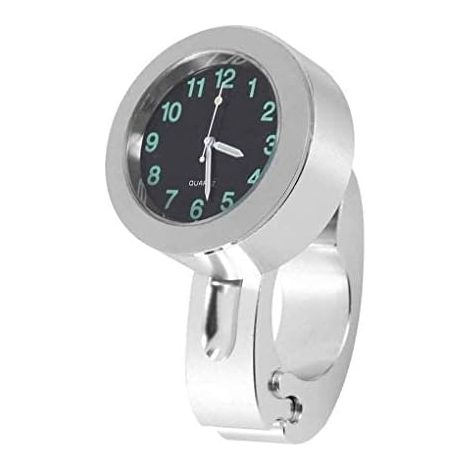 Montre étanche universelle pour guidon de moto, horloge lumineuse pour guidon de moto, argent