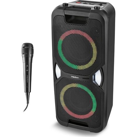 Pure Enceinte Portable de soirée (Enceinte Bluetooth, Partybox avec Batterie, Enceinte avec Micro, Karaoke Adulte, Jeu de lumières, 26 Heures d'autonomie, AUX, USB, Radio, MD 400000) (1/5)