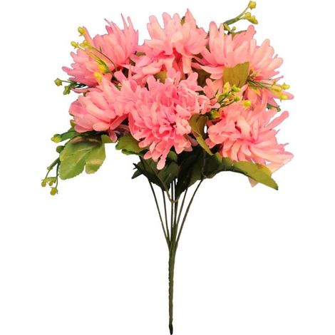 Bouquet di crisantemi artificiali rosa da 35 cm con accessori per Ognissanti (1/3)