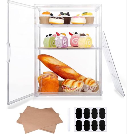 Boîtes à Pain Transparent avec Cloison Papier Sulfurisé Etiquette Huche Paniere Corbeille Fraîcheur (1/5)