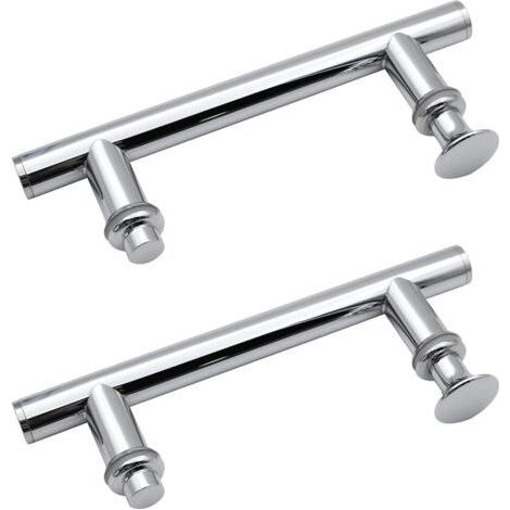 FENOPLASTICALot de 2 poignées de porte de douche rondes en acier inoxydable avec bouton en plastique de 145 mm de diamètre pour cabine de douche, cabine de douche (1/5)