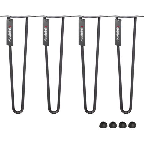 Holzbrink – Pied de table en acier hairpin 3 tiges 12 mm – Hauteur 60 cm – Peinture résistante aux intempéries – Pour plateaux bois, verre, pierre - HLT-13A-60-9016