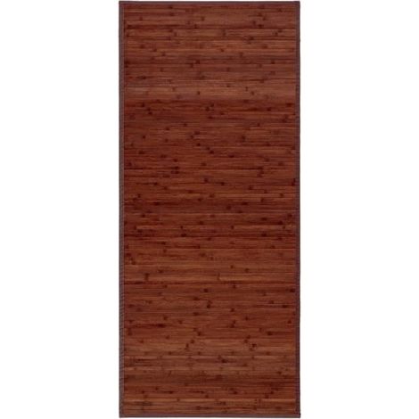 Tapis de sol - JUANIO - 175 x 75 cm - Bambou 2,2 mm - Antidérapant - Noyer rayé (1/3)
