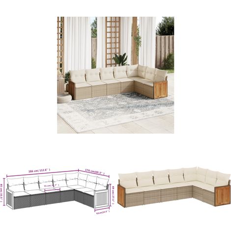 7-tlg. Garten-Sofagarnitur mit Kissen Beige Poly Rattan - Gartensorte - Esszimmergarnitur - Lounge Möbel - Outdoor Furniture - Gartenlounge - Home & Living (1/3)