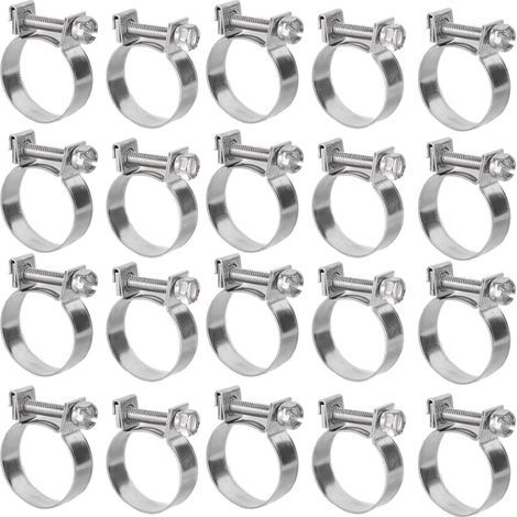Mini collier de serrage à vis en acier inoxydable, 20 pièces, pour véhicule automobile, pétrochimique, pharmaceutique, 20-22mm (1/5)