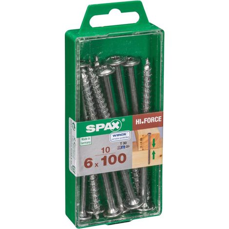 Juego de 10 tornillos SPAX de acero con cabeza avellanada torx, Diam.6 mm x L.100 mm SPAX