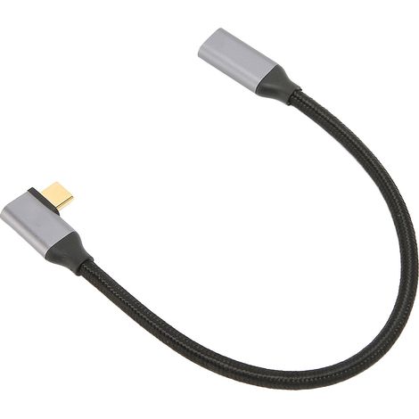 Câble USB-C vers USB-C 3.1 Gen 2 coudé à 90° mâle-femelle, charge rapide 100 W (20 V, 5 A), 4K 60 Hz, 10 Gbit/s, longueur 0,25 m. (1/4)